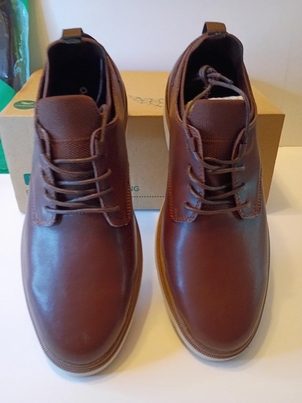 Men’s Brown Leather Derby Shoes with Cushioned Casual Sole